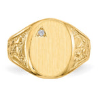 14k .02ct. AAA Diamond 11.0x15.0mm Oval Open Back Mens Nugget Signet Ring