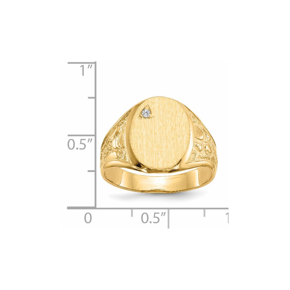 14k .02ct. VS Diamond 11.0x15.0mm Oval Open Back Mens Nugget Signet Ring