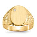 14k .02ct. AAA Diamond 11.0x15.0mm Oval Open Back Mens Nugget Signet Ring