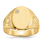 14k .02ct. AA Diamond 11.0x15.0mm Oval Open Back Mens Nugget Signet Ring