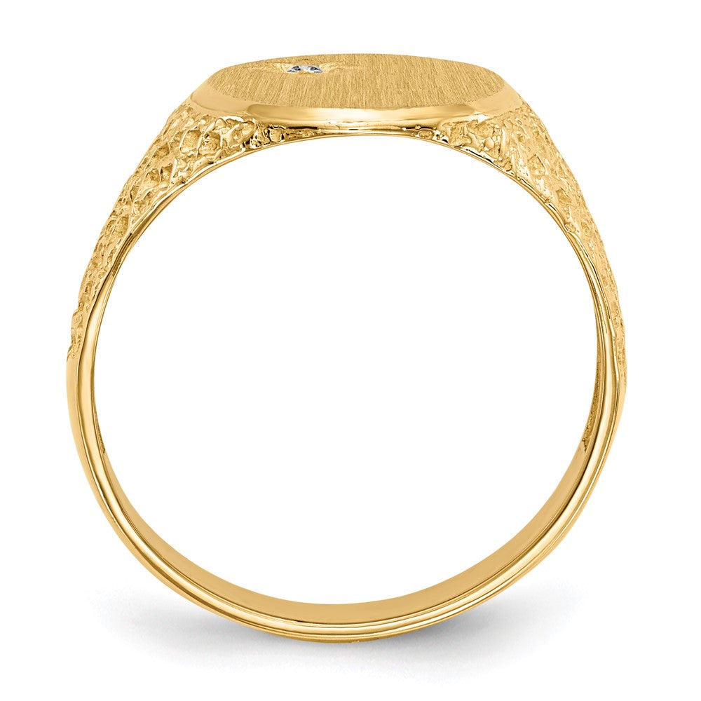 14k 1/20 carat VS Diamond 12.0x16.0mm Oval Open Back Mens Nugget Signet Ring