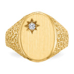 14k 1/20 carat AAA Diamond 12.0x16.0mm Oval Open Back Mens Nugget Signet Ring