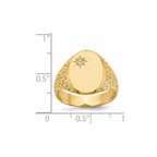 14k 1/20 carat AAA Diamond 12.0x16.0mm Oval Open Back Mens Nugget Signet Ring