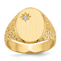 14k 1/20 carat VS Diamond 12.0x16.0mm Oval Open Back Mens Nugget Signet Ring