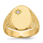 14k 1/20 carat AAA Diamond 12.0x16.0mm Oval Open Back Mens Nugget Signet Ring