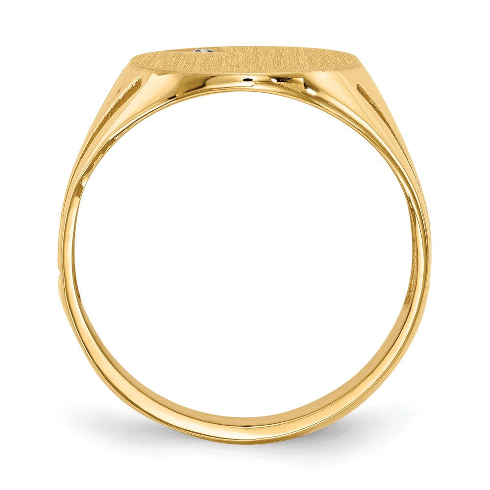 14k .01ct. AAA Diamond 14.0x16.0mm Oval Open Back Mens Signet Ring