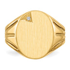 14k .01ct. A Diamond 14.0x16.0mm Oval Open Back Mens Signet Ring
