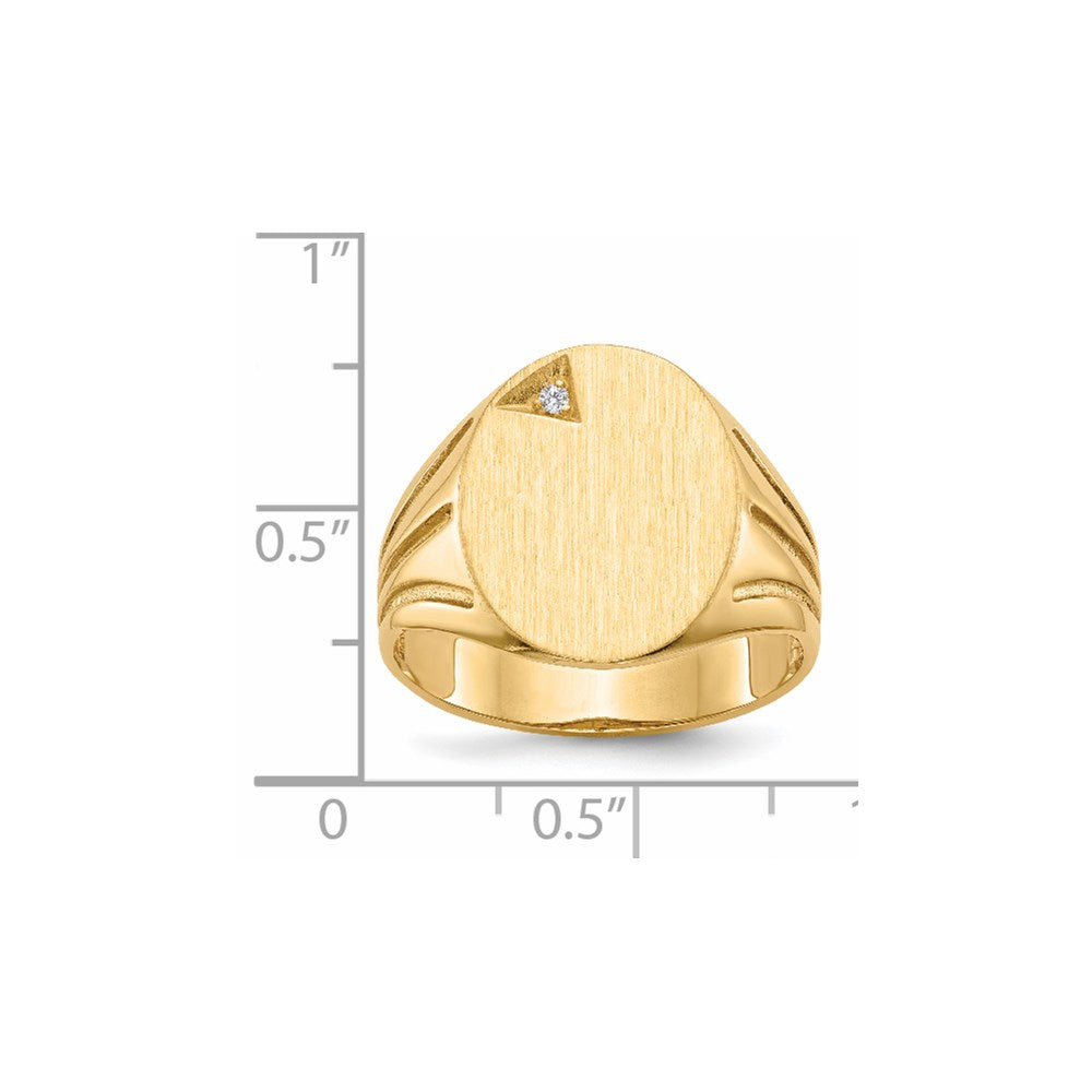 14k .01ct. AA Diamond 14.0x16.0mm Oval Open Back Mens Signet Ring