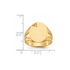 14k .01ct. A Diamond 14.0x16.0mm Oval Open Back Mens Signet Ring