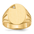 14k .01ct. A Diamond 14.0x16.0mm Oval Open Back Mens Signet Ring