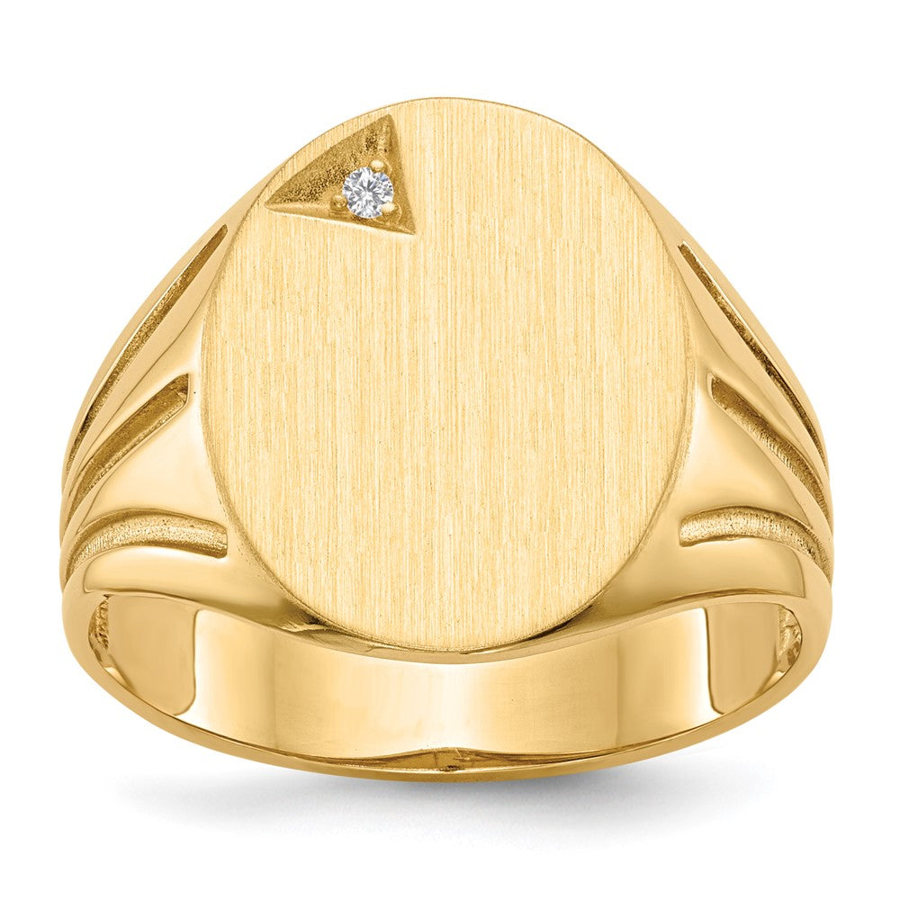 14k .01ct. A Diamond 14.0x16.0mm Oval Open Back Mens Signet Ring