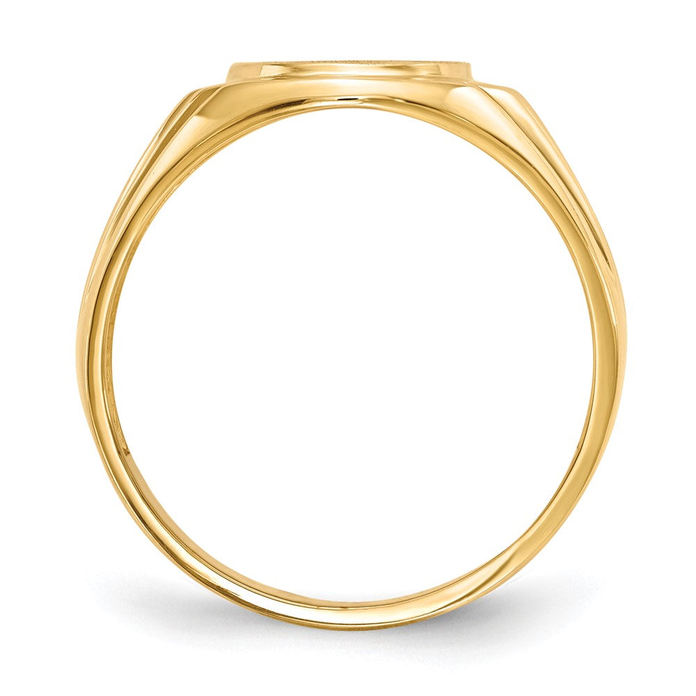 14k .02ct. AAA Diamond 10.0x13.5mm Oval Open Back Mens Signet Ring