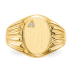 14k .02ct. VS Diamond 10.0x13.5mm Oval Open Back Mens Signet Ring