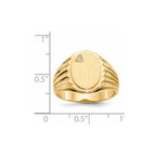 14k .02ct. AA Diamond 10.0x13.5mm Oval Open Back Mens Signet Ring