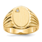 14k .02ct. AAA Diamond 10.0x13.5mm Oval Open Back Mens Signet Ring