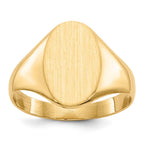 14k 8.5x12.0mm Oval Closed Back Signet Ring