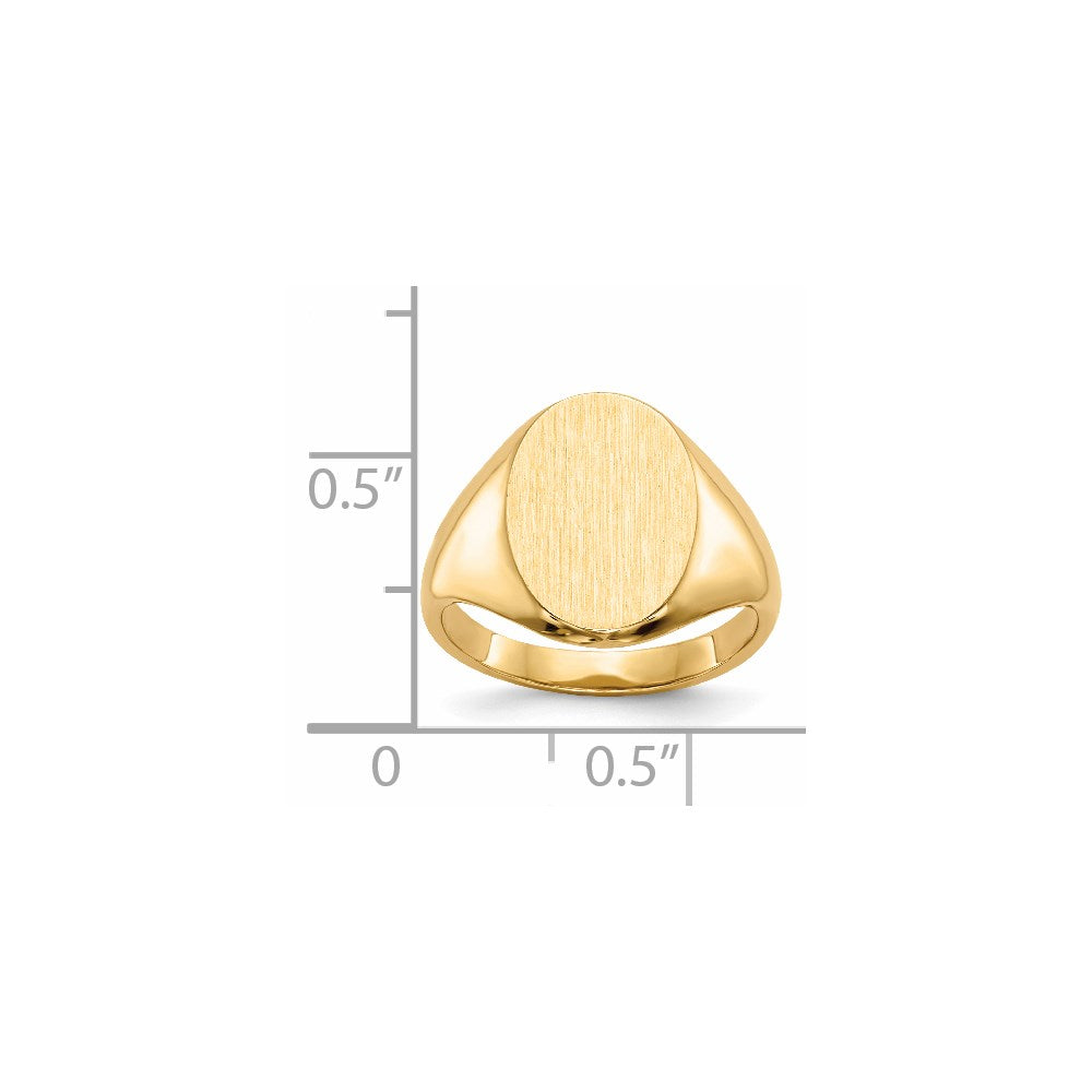 14k 9.5x12.5mm Closed Back Childs Oval Signet Ring