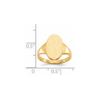 14k 9.0x14.5mm Oval Closed Back Signet Ring
