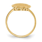 14k 8.5x9.0mm Oval Open Back Scalloped Edge Signet Ring