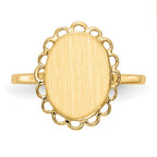 14k 9.0x12.0mm Oval Open Back Scalloped Edge Signet Ring