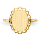 14k 9.0x11.5mm Oval Open Back Scalloped Edge Signet Ring