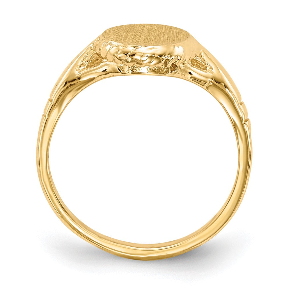 14k 8.5x6.5mm Open Back Childs Oval Signet Ring