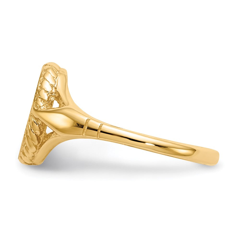 14k 8.5x6.5mm Open Back Childs Oval Signet Ring