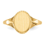 14k 8.5x6.5mm Open Back Childs Oval Signet Ring
