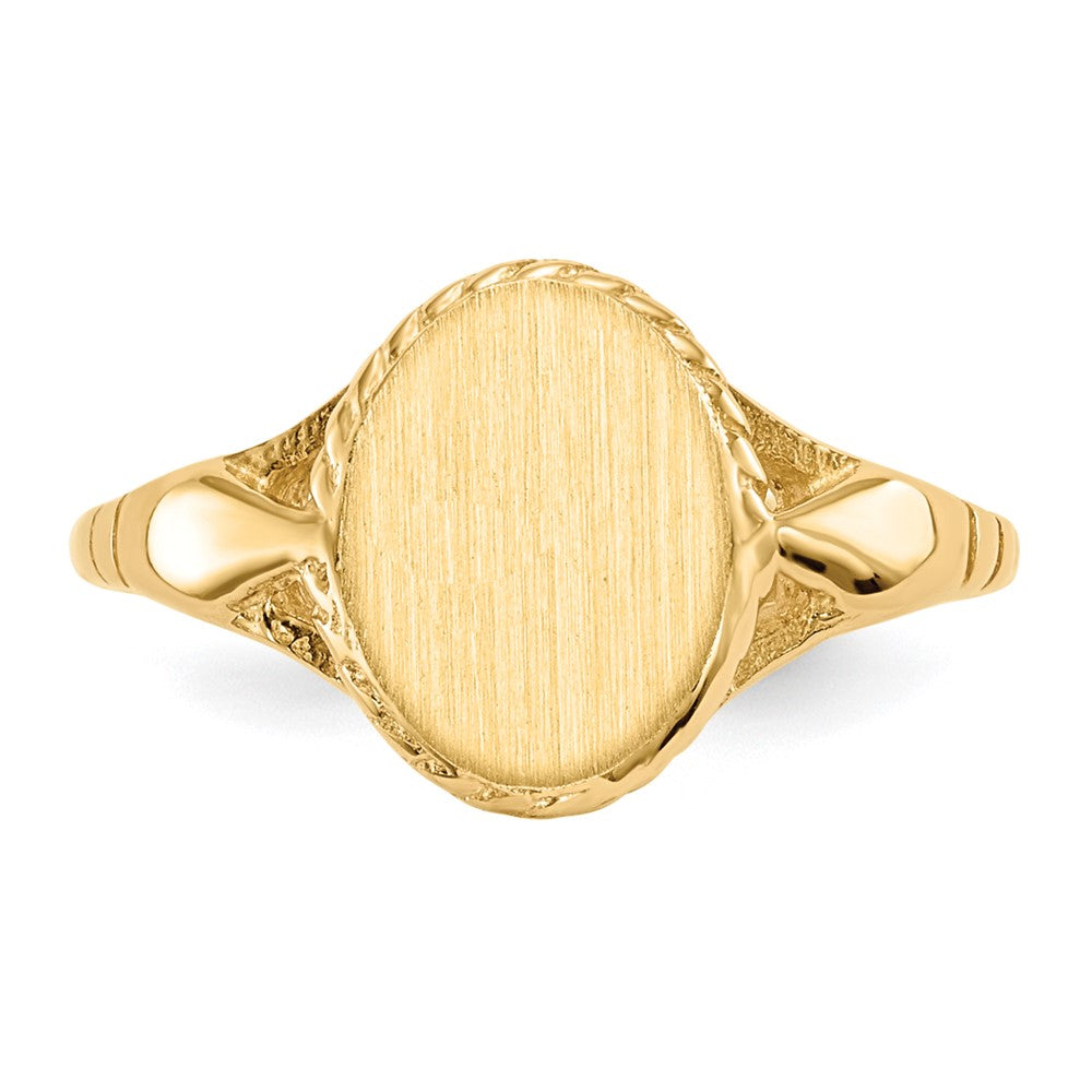 14k 8.5x6.5mm Open Back Childs Oval Signet Ring