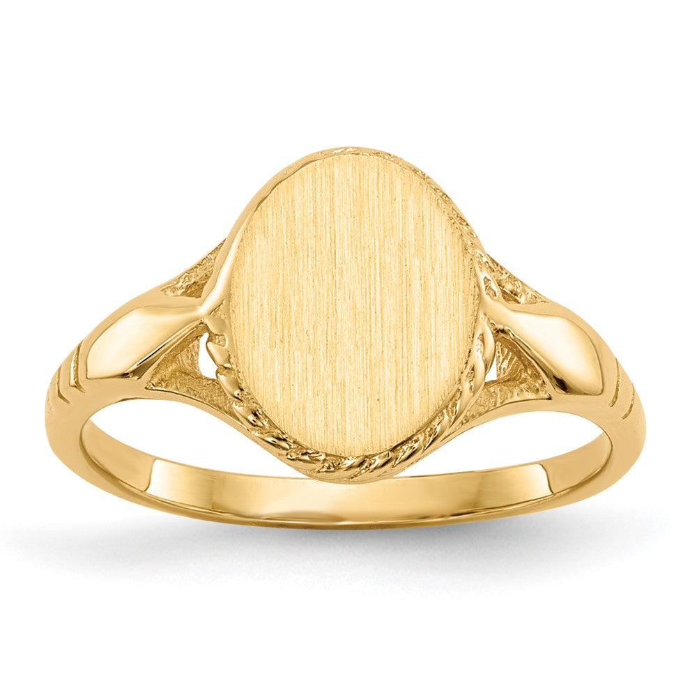 14k 8.5x6.5mm Open Back Childs Oval Signet Ring