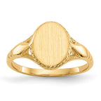 14k 8.5x6.5mm Open Back Childs Oval Signet Ring