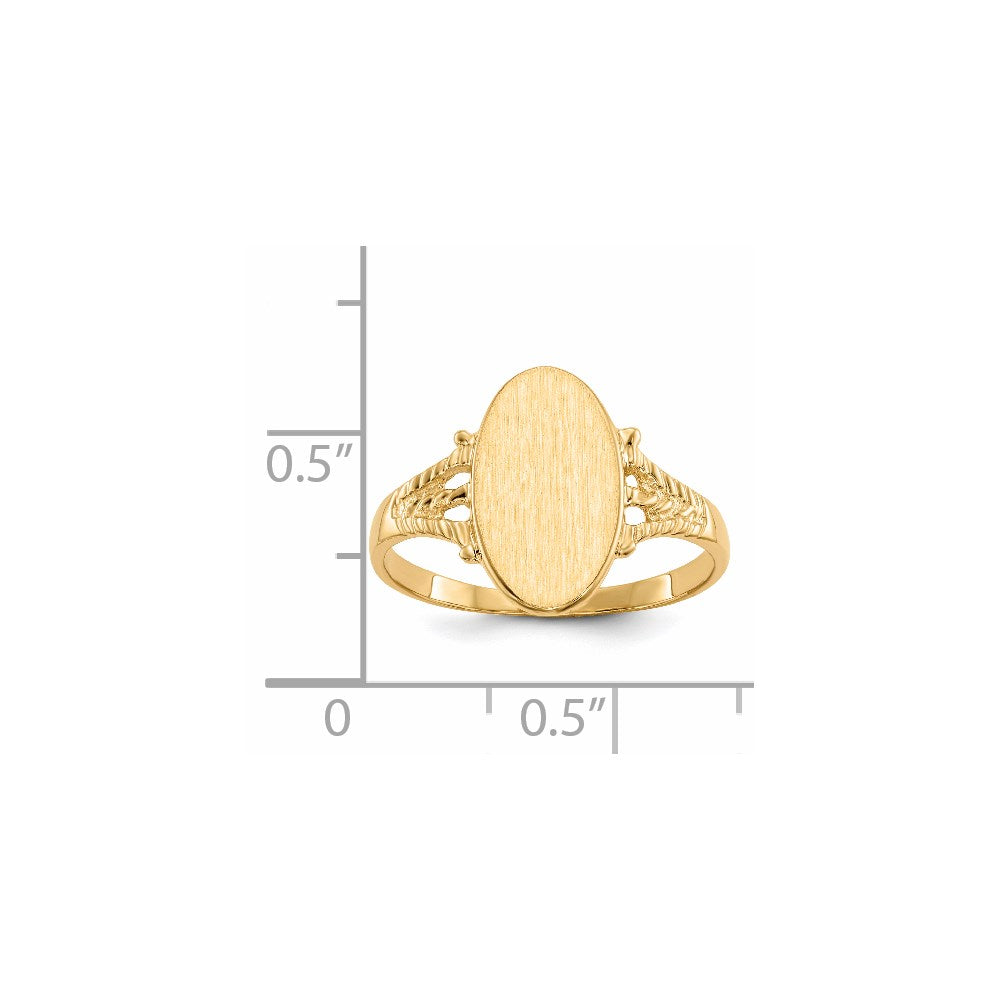 14k 8.5x14.0mm Oval Closed Back Signet Ring