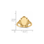 14k 7.5x10.5mm Oval Open Back Filigree Heart Edge Signet Ring