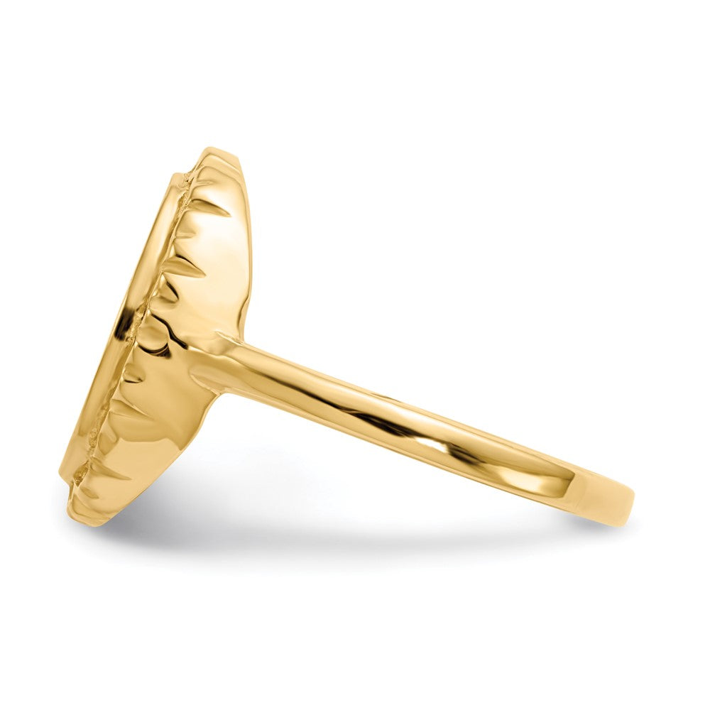 14k 11.0x12.5mm Oval Open Back Filigree Edge Signet Ring