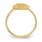 14k 7.0x13.0mm Oval Open Back Scalloped Edge Signet Ring
