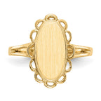 14k 7.0x13.0mm Oval Open Back Scalloped Edge Signet Ring