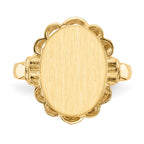 14k 10.5x14.0mm Oval Open Back Scalloped Edge Signet Ring