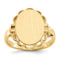 14k 10.5x14.0mm Oval Open Back Scalloped Edge Signet Ring