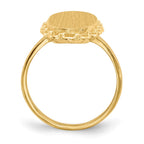 14k 9.0x16.0mm Oval Open Back Scalloped Edge Signet Ring
