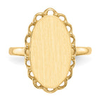 14k 9.0x16.0mm Oval Open Back Scalloped Edge Signet Ring