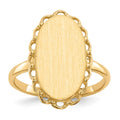 14k 9.0x16.0mm Oval Open Back Scalloped Edge Signet Ring