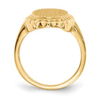 14k 9.5x16.5mm Oval Open Back Filigree Edge Signet Ring