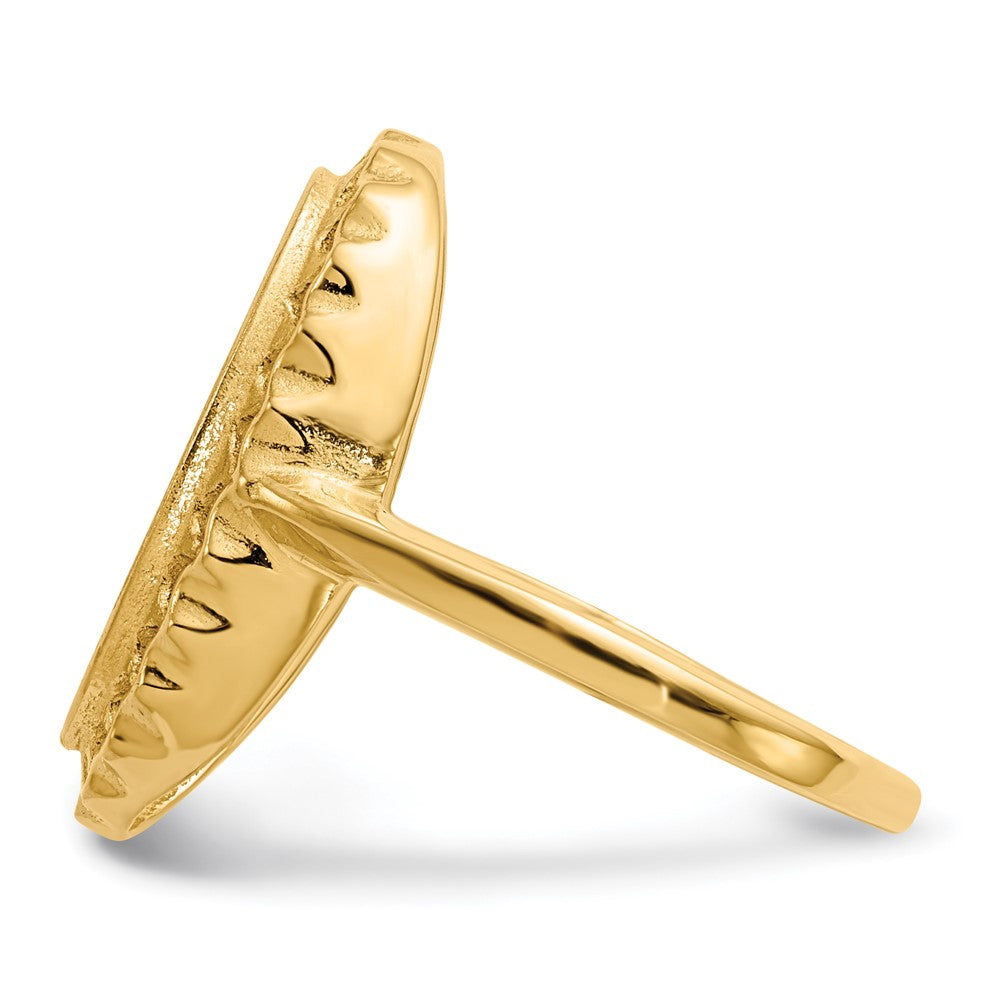 14k 9.5x16.5mm Oval Open Back Filigree Edge Signet Ring