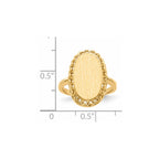 14k 9.5x16.5mm Oval Open Back Filigree Edge Signet Ring