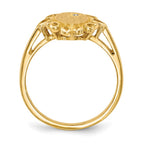 14k 1/2 point AAA Diamond 6.0x11.5mm Oval Open Back Scalloped Edge Signet Ring