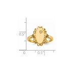 14k 1/2 point AAA Diamond 6.0x11.5mm Oval Open Back Scalloped Edge Signet Ring