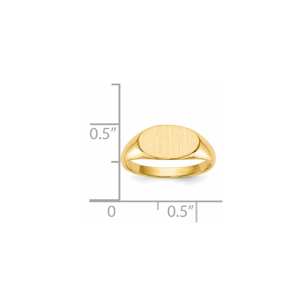14k 11.0x6.5mm Closed Back Childs Oval Signet Ring
