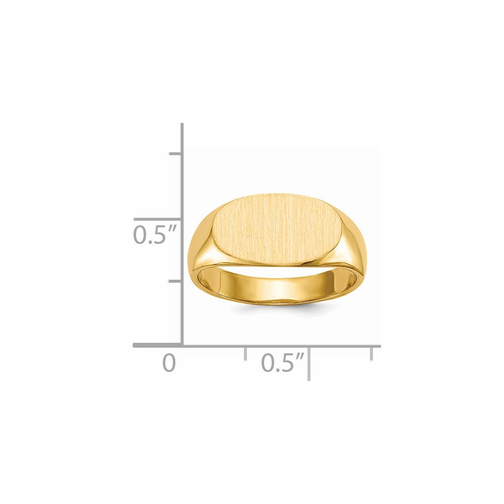 14k 13.5x7.0mm East-West Oval Closed Back Signet Ring