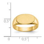 14k 13.5x8.0mm East-West Oval Closed Back Signet Ring