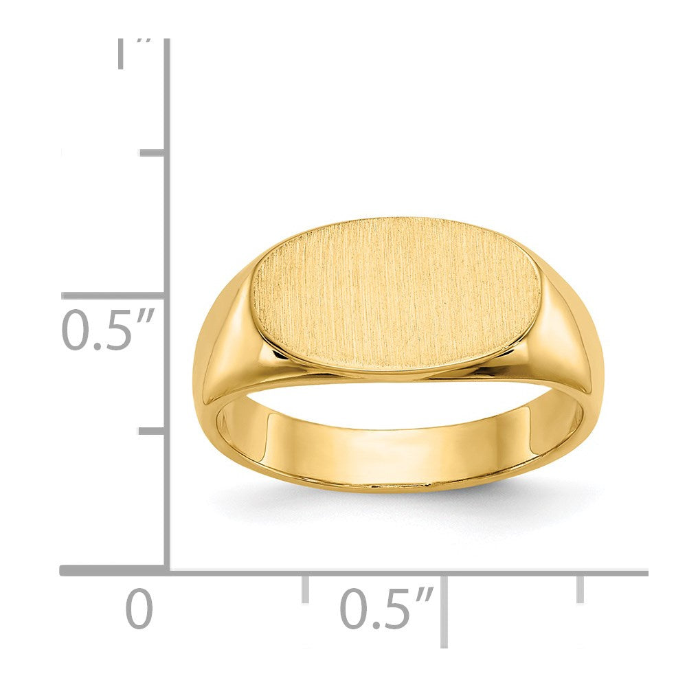 14k 13.5x8.0mm East-West Oval Closed Back Signet Ring